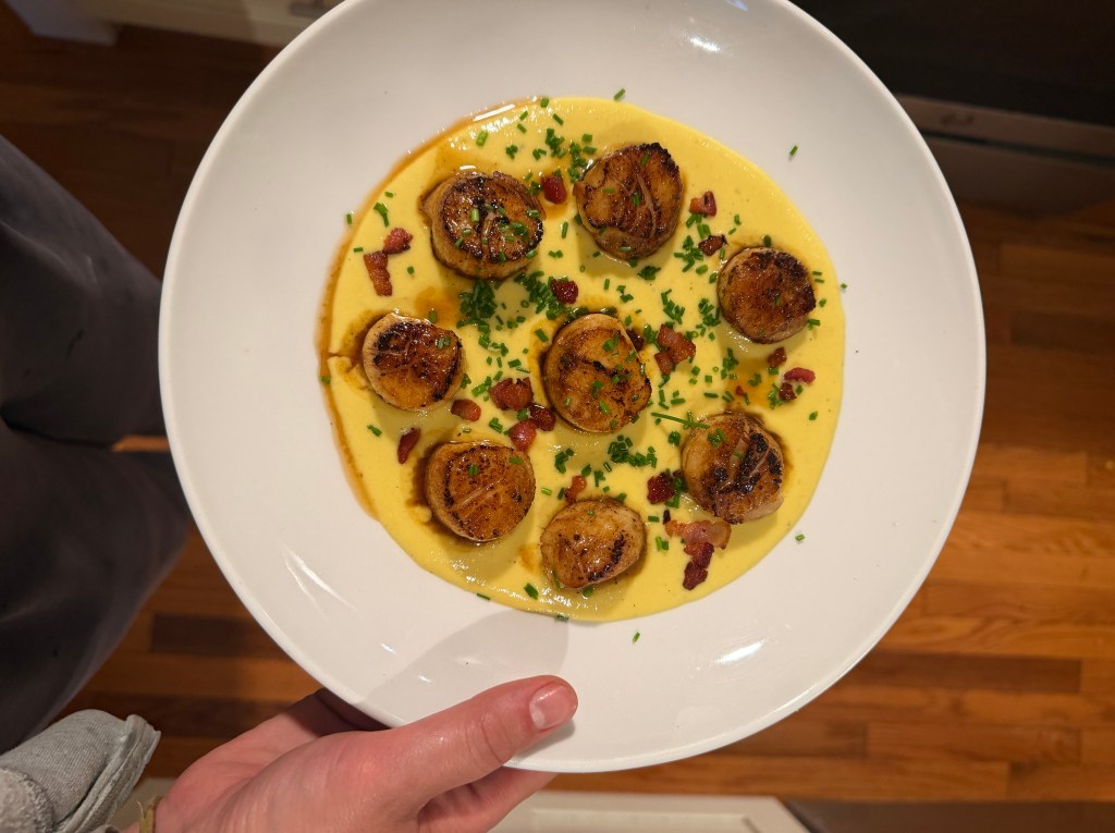Corn Puree and Seared&nbsp;Scallops